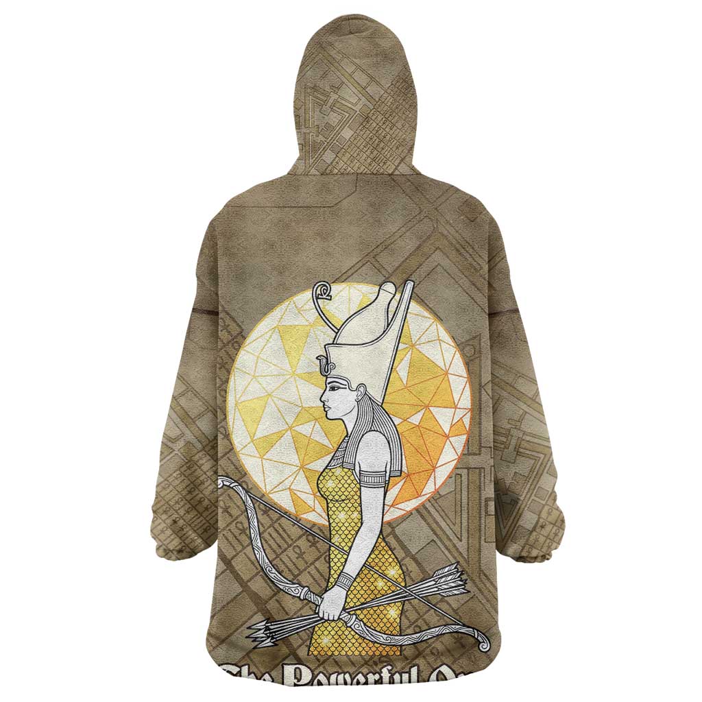 Wosret Egyptian Kid Wearable Blanket Hoodie with Golden Scepter and Archer Motif in Ancient Protector