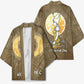 Wosret Egyptian Kimono with Golden Scepter and Archer Motif in Ancient Protector