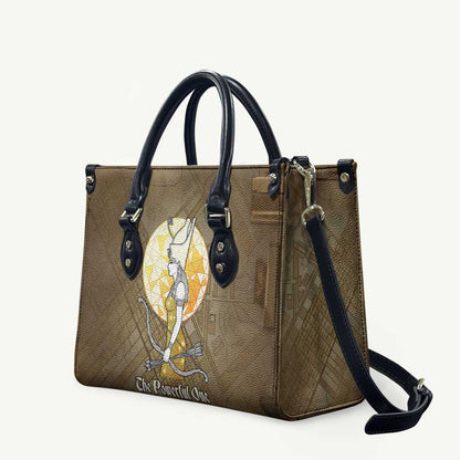 Wosret Egyptian Leather Bag with Golden Scepter and Archer Motif in Ancient Protector