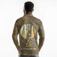 Wosret Egyptian Long Sleeve Polo Shirt with Golden Scepter and Archer Motif in Ancient Protector