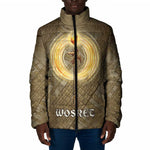 Wosret Egyptian Padded Jacket with Golden Scepter and Archer Motif in Ancient Protector
