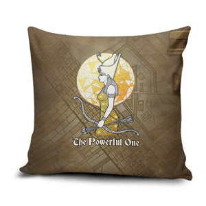 Wosret Egyptian Pillow Cover with Golden Scepter and Archer Motif in Ancient Protector