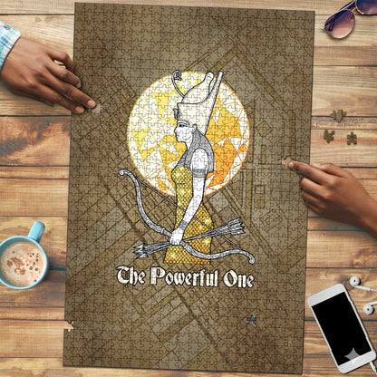 Wosret Egyptian Puzzle with Golden Scepter and Archer Motif in Ancient Protector