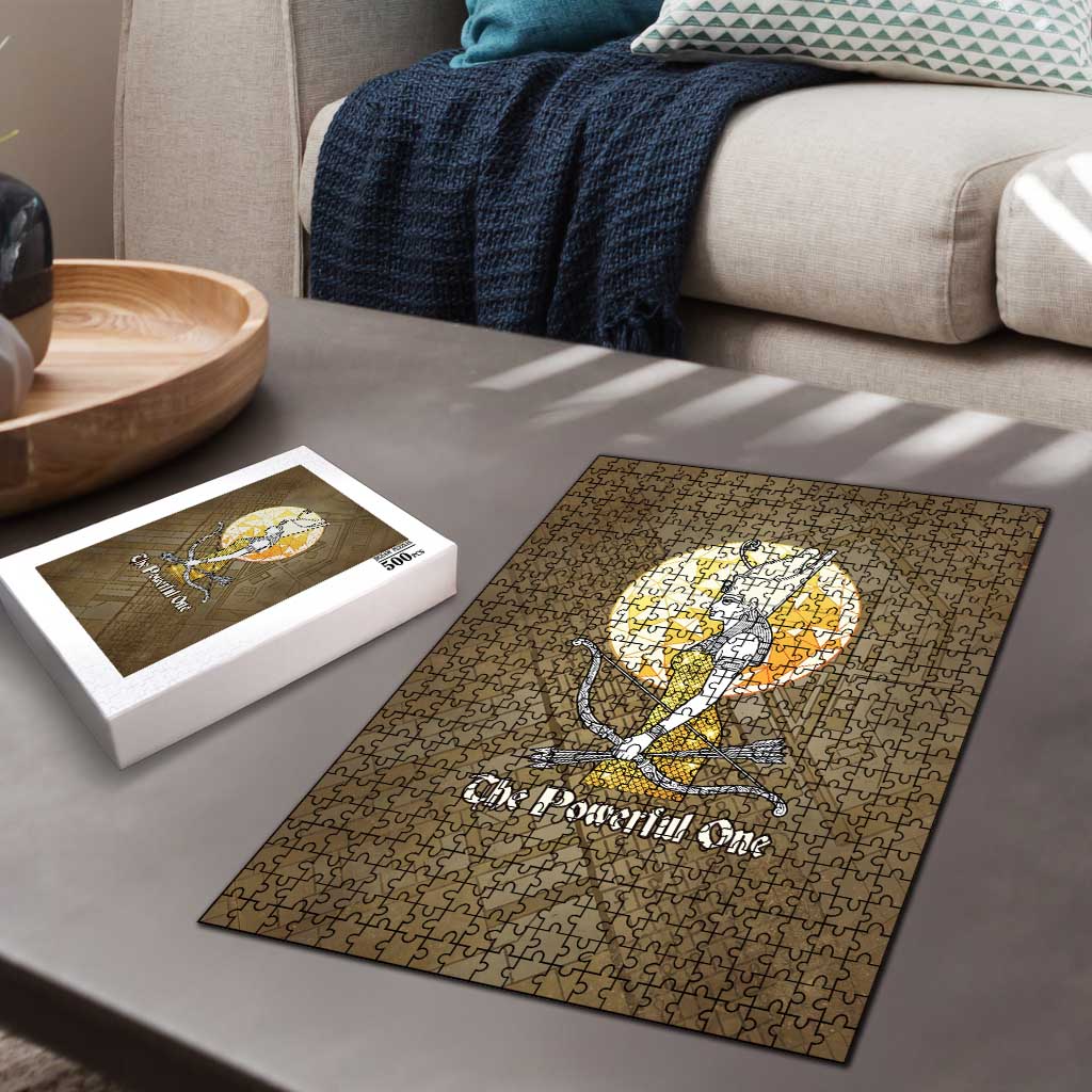 Wosret Egyptian Puzzle with Golden Scepter and Archer Motif in Ancient Protector