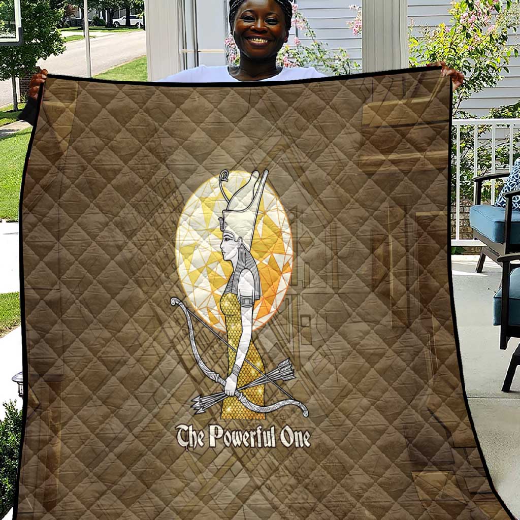 Wosret Egyptian Quilt with Golden Scepter and Archer Motif in Ancient Protector