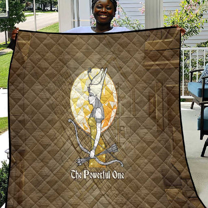 Wosret Egyptian Quilt with Golden Scepter and Archer Motif in Ancient Protector