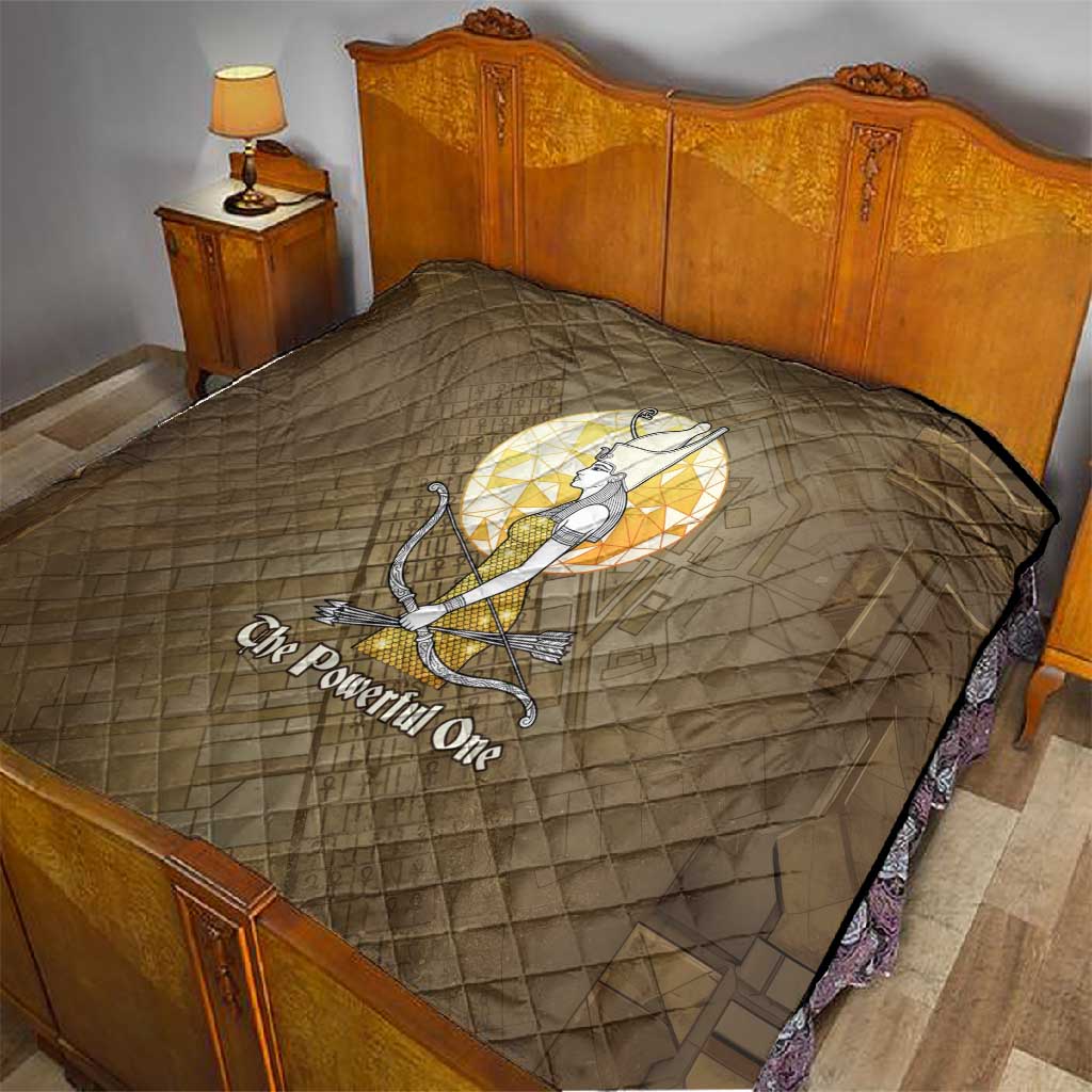 Wosret Egyptian Quilt with Golden Scepter and Archer Motif in Ancient Protector