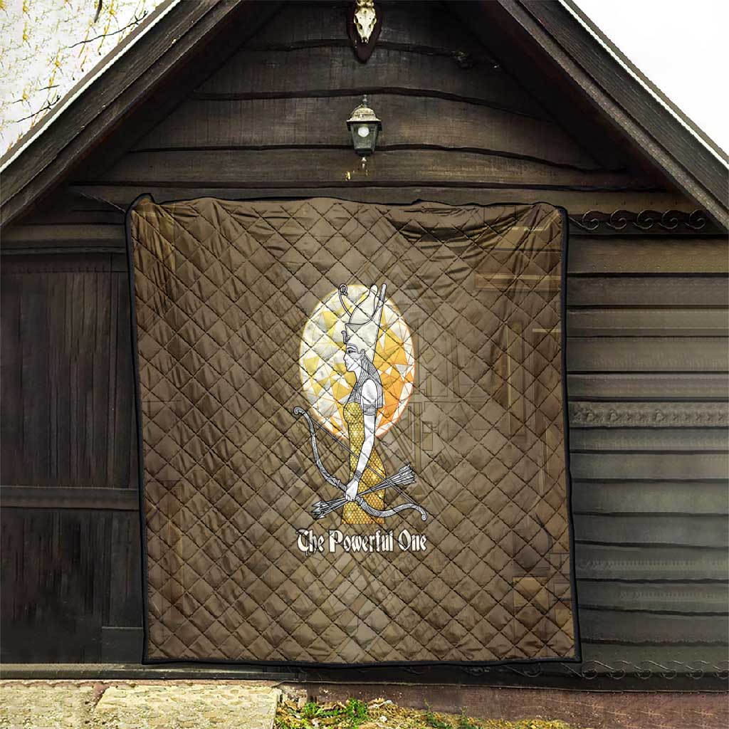 Wosret Egyptian Quilt with Golden Scepter and Archer Motif in Ancient Protector