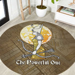 Wosret Egyptian Round Carpet with Golden Scepter and Archer Motif in Ancient Protector