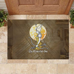 Wosret Egyptian Rubber Doormat with Golden Scepter and Archer Motif in Ancient Protector