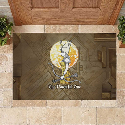 Wosret Egyptian Rubber Doormat with Golden Scepter and Archer Motif in Ancient Protector