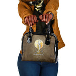 Wosret Egyptian Shoulder Handbag with Golden Scepter and Archer Motif in Ancient Protector
