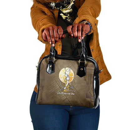 Wosret Egyptian Shoulder Handbag with Golden Scepter and Archer Motif in Ancient Protector