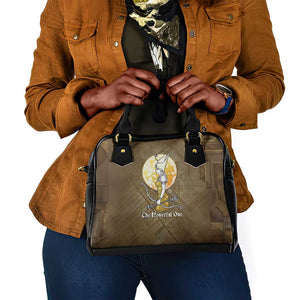 Wosret Egyptian Shoulder Handbag with Golden Scepter and Archer Motif in Ancient Protector