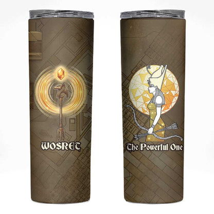 Wosret Egyptian Skinny Tumbler with Golden Scepter and Archer Motif in Ancient Protector