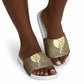 Wosret Egyptian Slide Sandals with Golden Scepter and Archer Motif in Ancient Protector