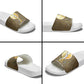 Wosret Egyptian Slide Sandals with Golden Scepter and Archer Motif in Ancient Protector