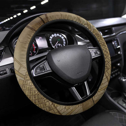Wosret Egyptian Steering Wheel Cover with Golden Scepter and Archer Motif in Ancient Protector