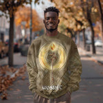 Wosret Egyptian Sweatshirt with Golden Scepter and Archer Motif in Ancient Protector