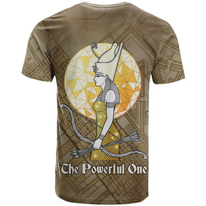 Wosret Egyptian T shirt with Golden Scepter and Archer Motif in Ancient Protector