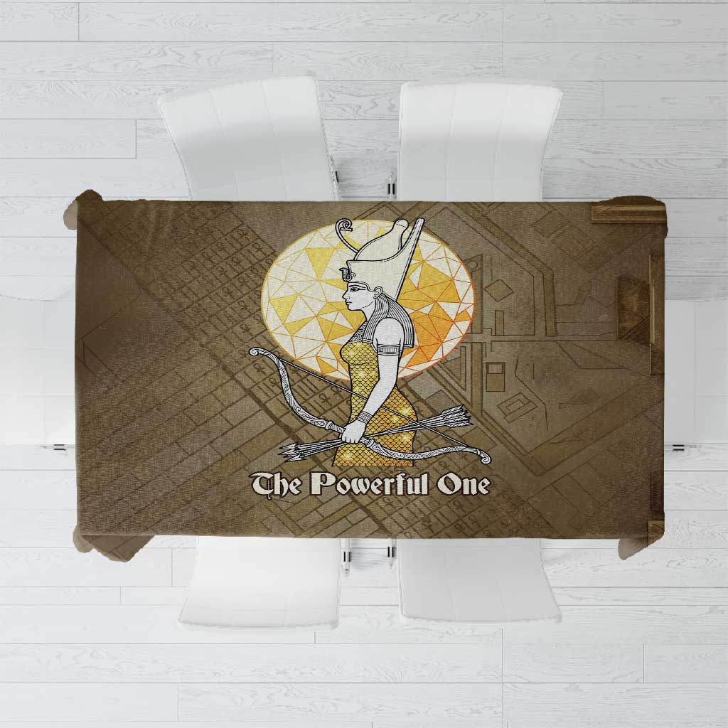 Wosret Egyptian Tablecloth with Golden Scepter and Archer Motif in Ancient Protector