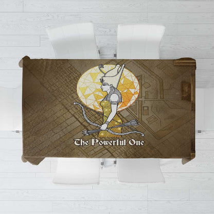 Wosret Egyptian Tablecloth with Golden Scepter and Archer Motif in Ancient Protector