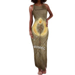 Wosret Egyptian Tank Maxi Dress with Golden Scepter and Archer Motif in Ancient Protector