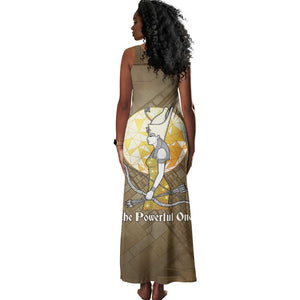 Wosret Egyptian Tank Maxi Dress with Golden Scepter and Archer Motif in Ancient Protector