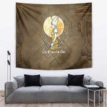 Wosret Egyptian Tapestry with Golden Scepter and Archer Motif in Ancient Protector