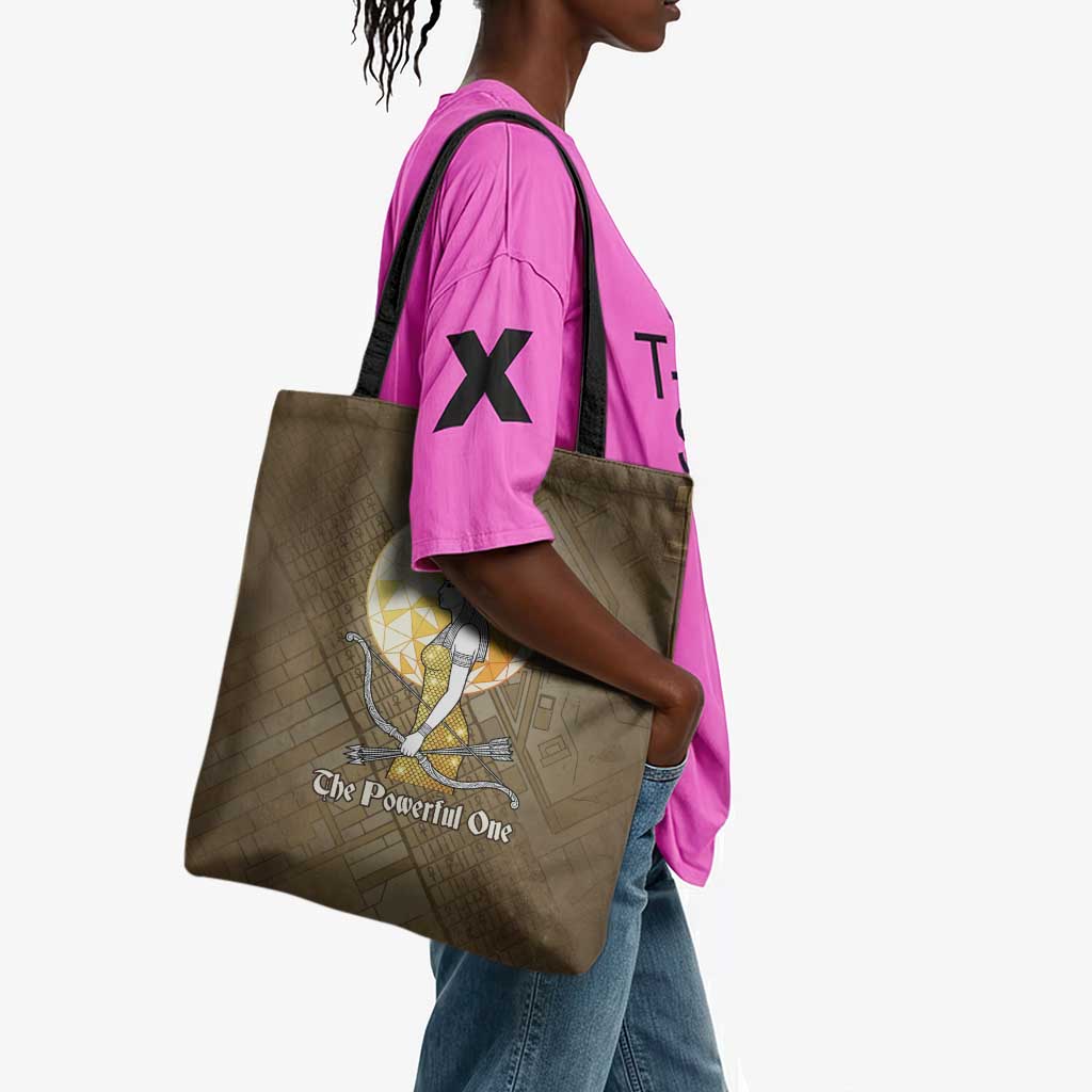 Wosret Egyptian Tote Bag with Golden Scepter and Archer Motif in Ancient Protector