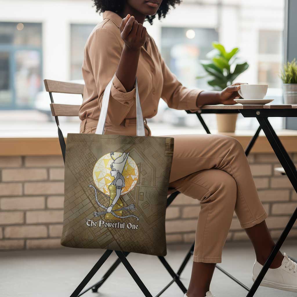 Wosret Egyptian Tote Bag with Golden Scepter and Archer Motif in Ancient Protector