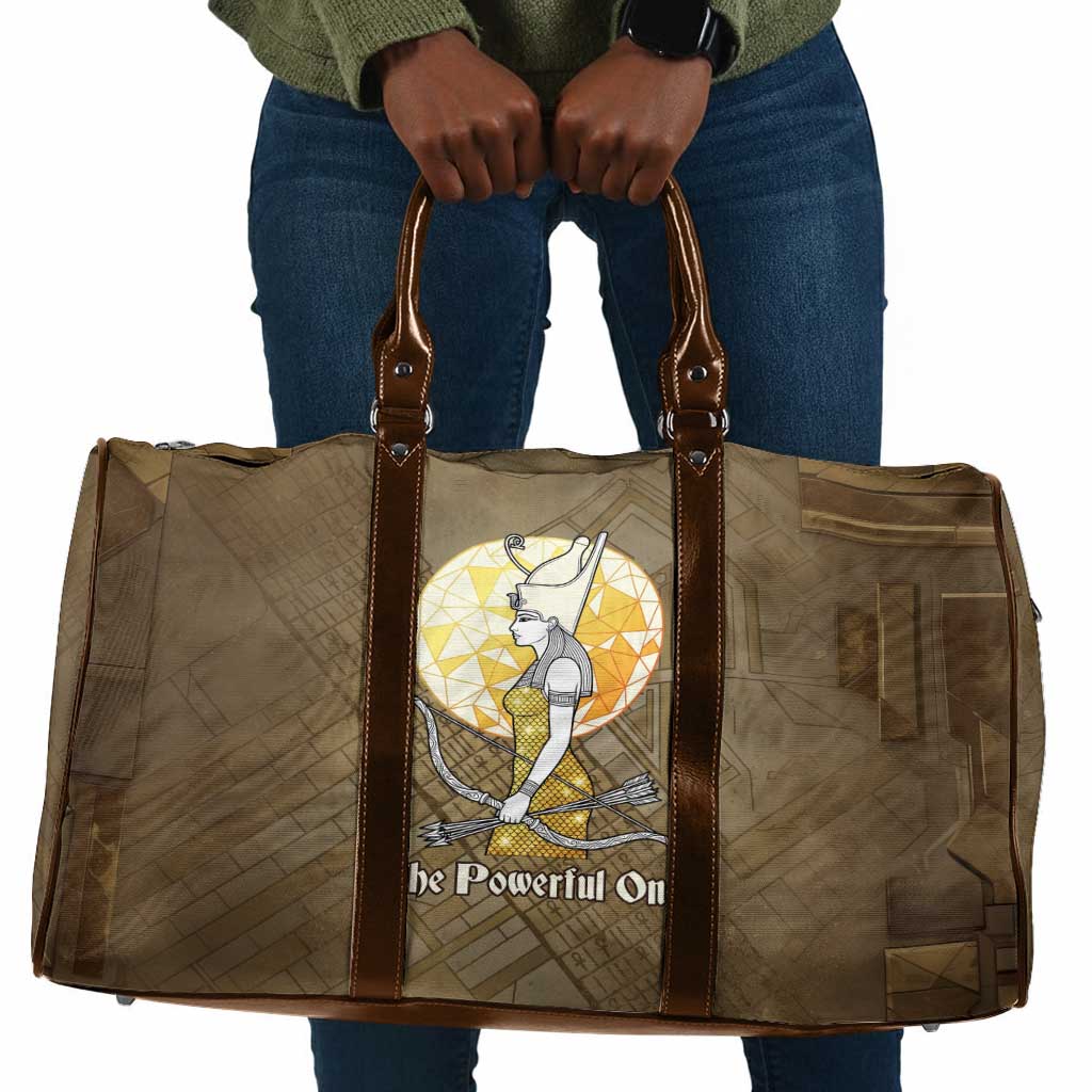 Wosret Egyptian Travel Bag with Golden Scepter and Archer Motif in Ancient Protector