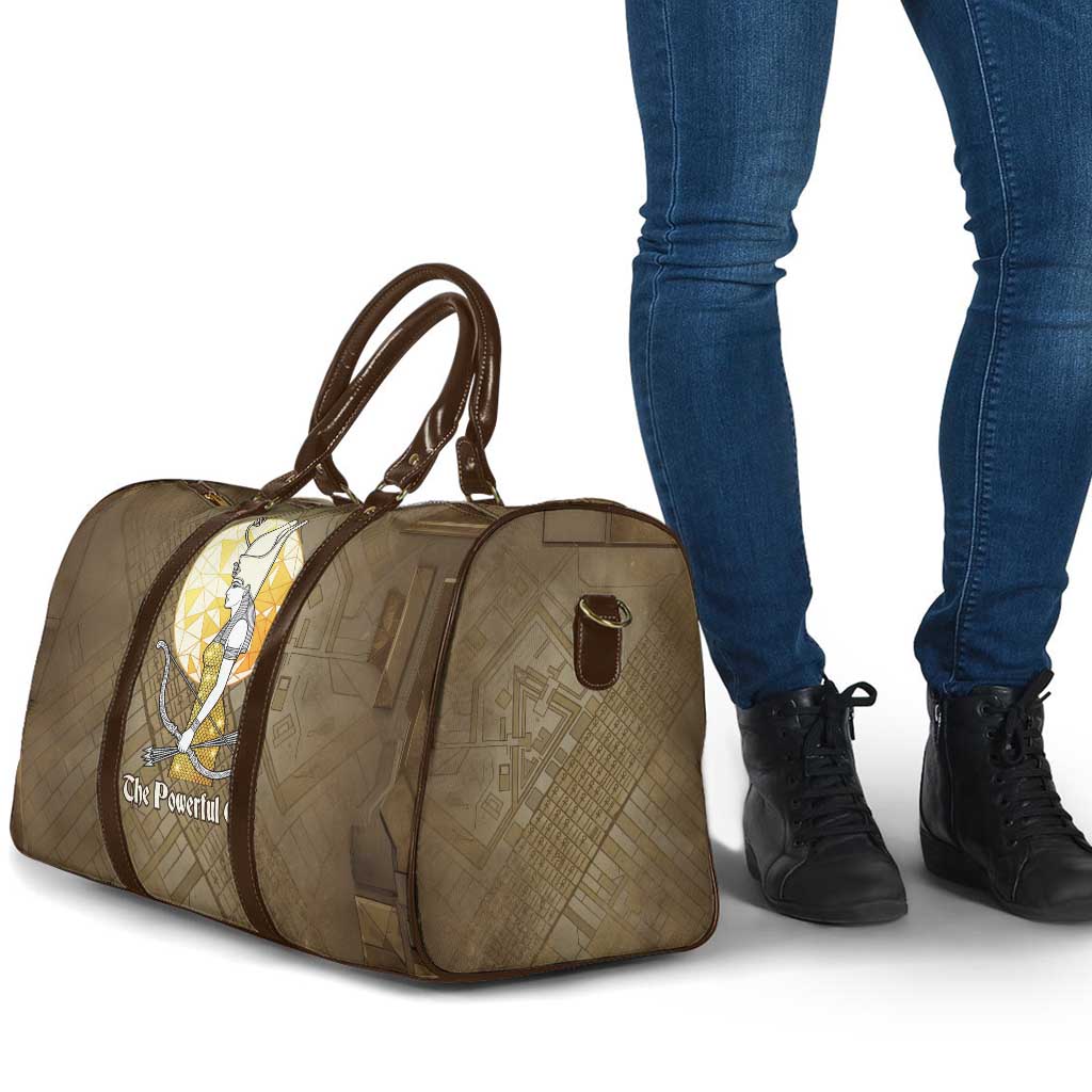 Wosret Egyptian Travel Bag with Golden Scepter and Archer Motif in Ancient Protector