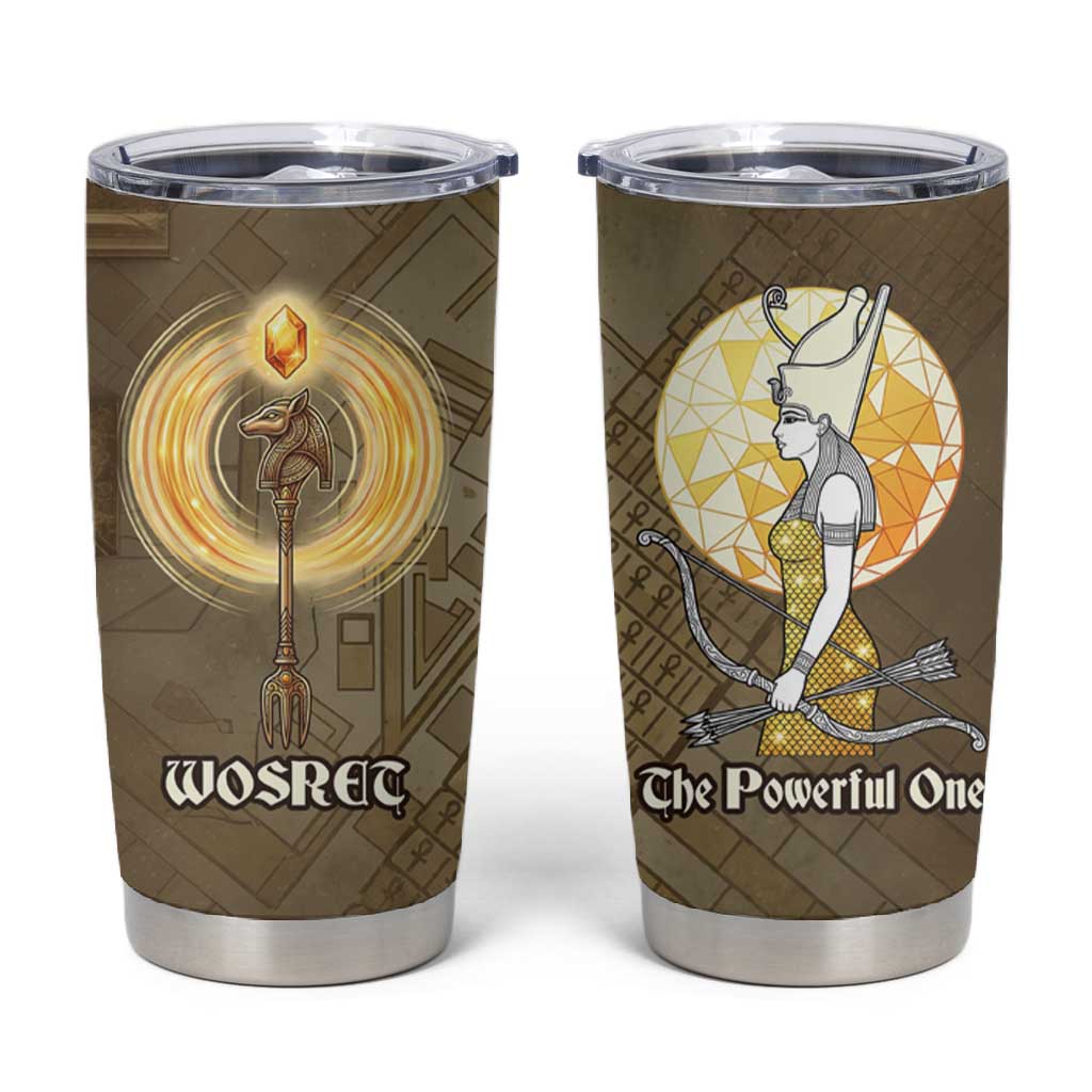Wosret Egyptian Tumbler Cup with Golden Scepter and Archer Motif in Ancient Protector