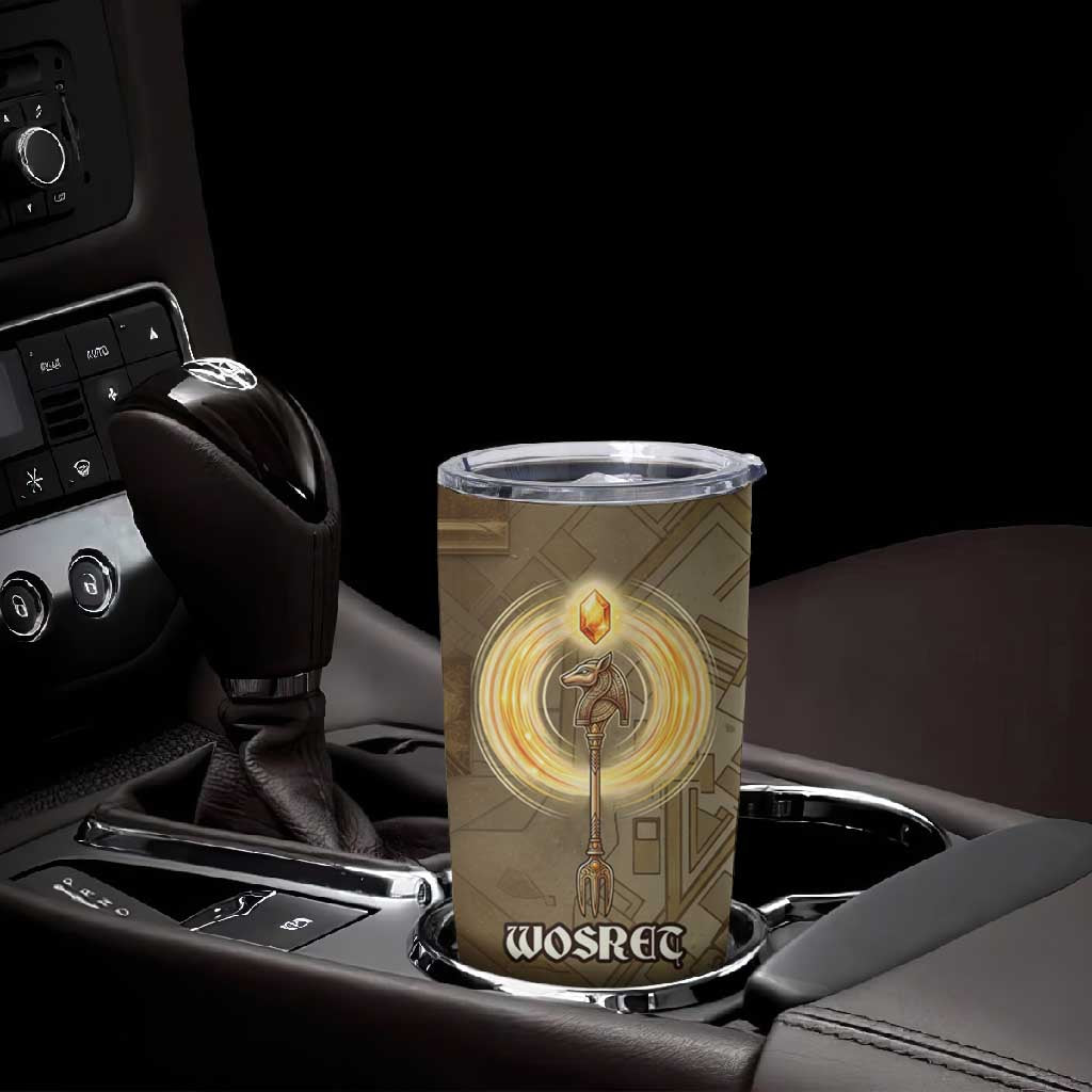 Wosret Egyptian Tumbler Cup with Golden Scepter and Archer Motif in Ancient Protector