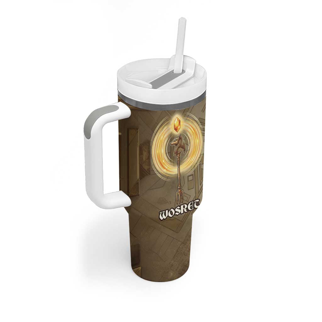 Wosret Egyptian Tumbler With Handle with Golden Scepter and Archer Motif in Ancient Protector