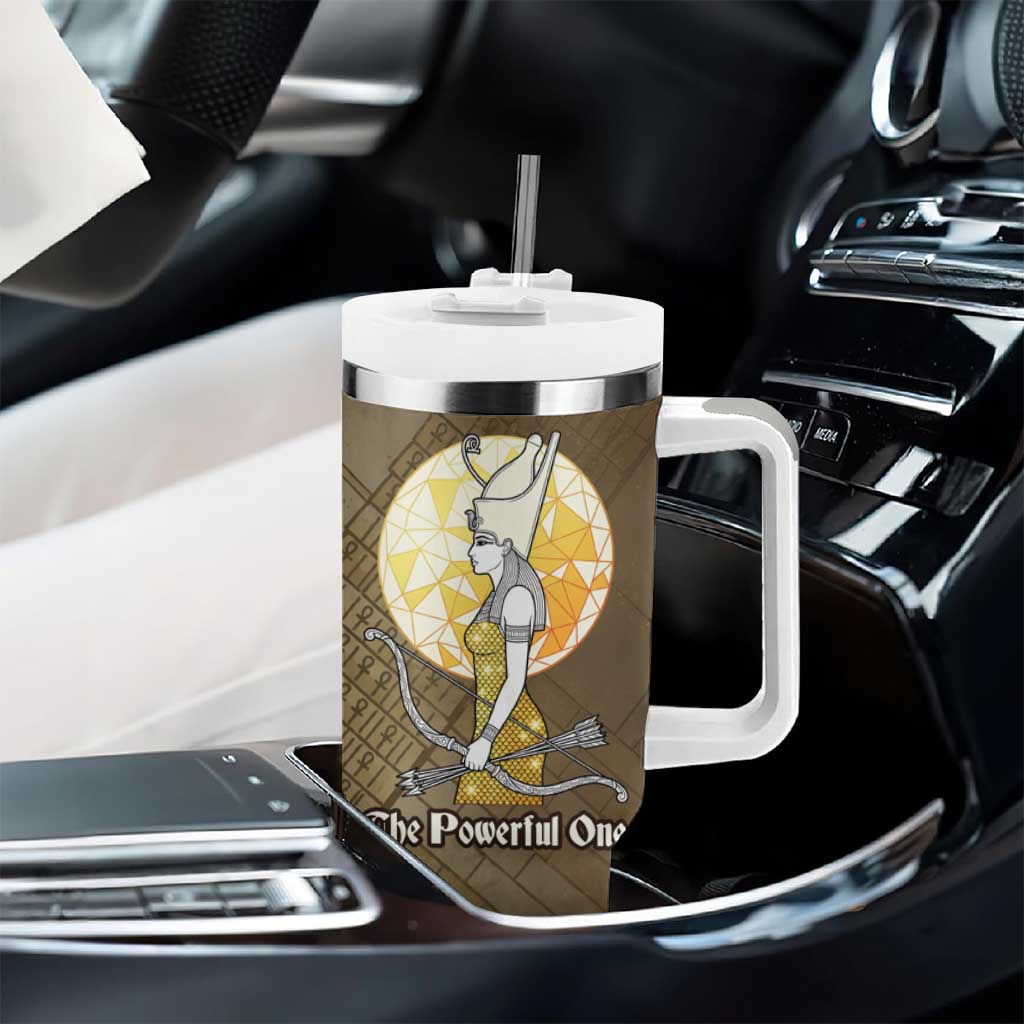 Wosret Egyptian Tumbler With Handle with Golden Scepter and Archer Motif in Ancient Protector