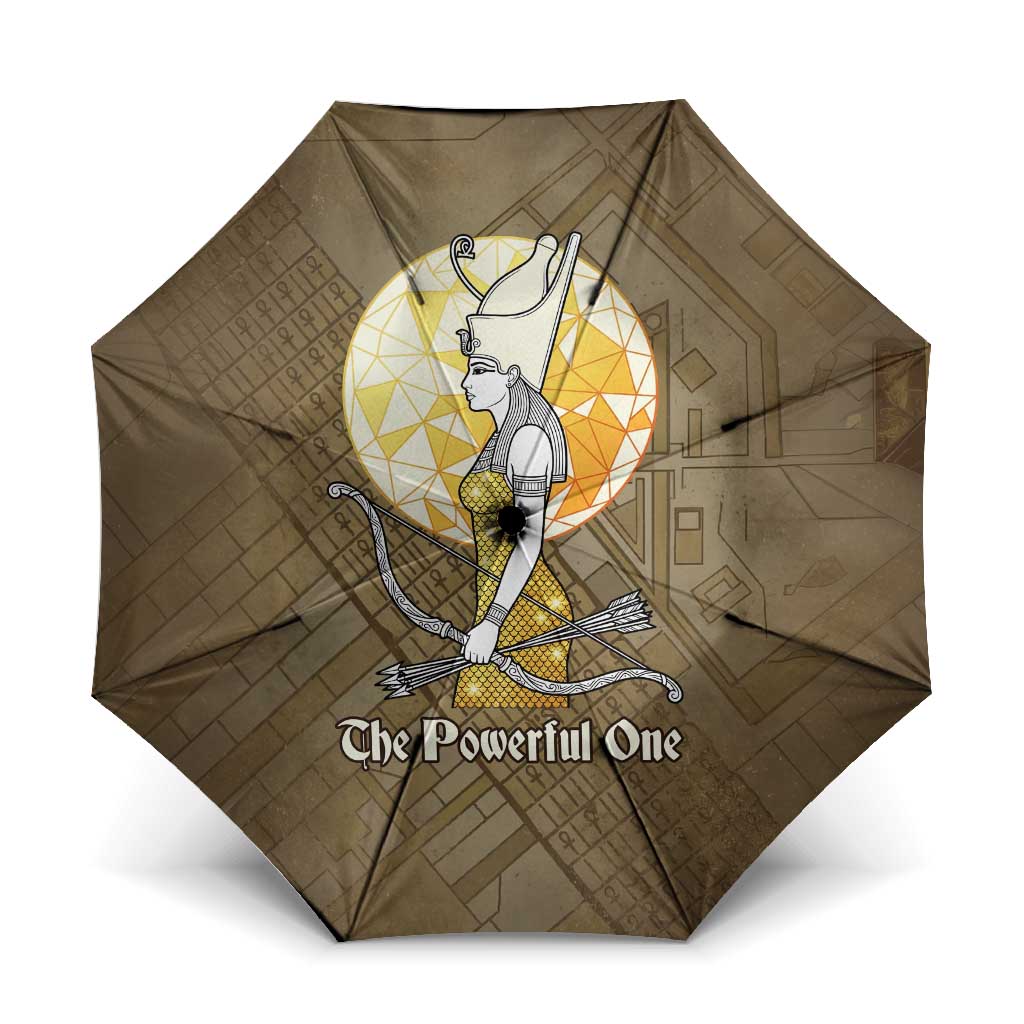 Wosret Egyptian Umbrella with Golden Scepter and Archer Motif in Ancient Protector