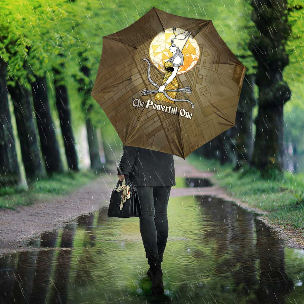 Wosret Egyptian Umbrella with Golden Scepter and Archer Motif in Ancient Protector