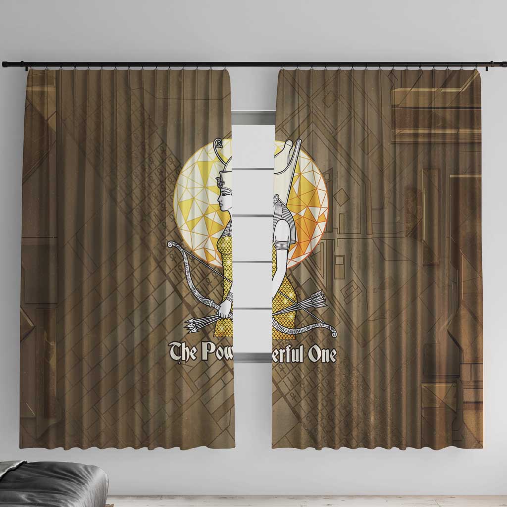 Wosret Egyptian Window Curtain with Golden Scepter and Archer Motif in Ancient Protector