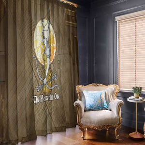 Wosret Egyptian Window Curtain with Golden Scepter and Archer Motif in Ancient Protector