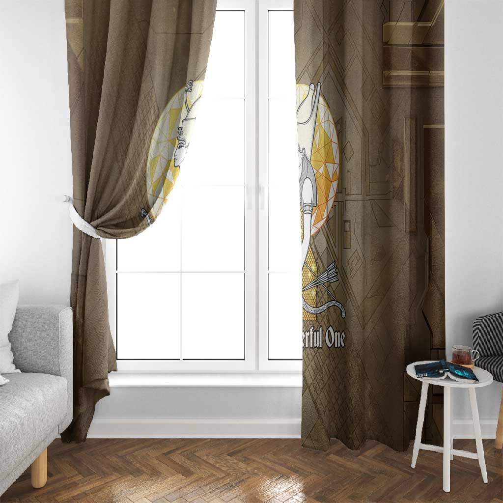 Wosret Egyptian Window Curtain with Golden Scepter and Archer Motif in Ancient Protector