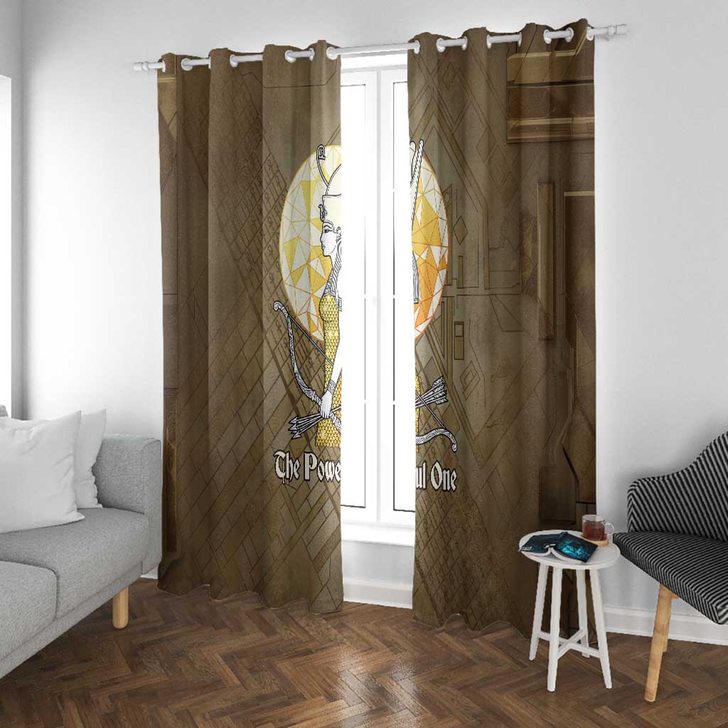 Wosret Egyptian Window Curtain with Golden Scepter and Archer Motif in Ancient Protector