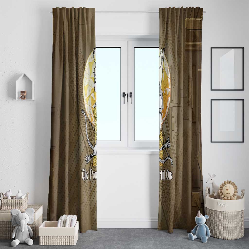 Wosret Egyptian Window Curtain with Golden Scepter and Archer Motif in Ancient Protector