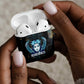 Wosret Winged Crown AirPods Case Egyptian Cyber Circuit Design in Futuristic Blue Theme