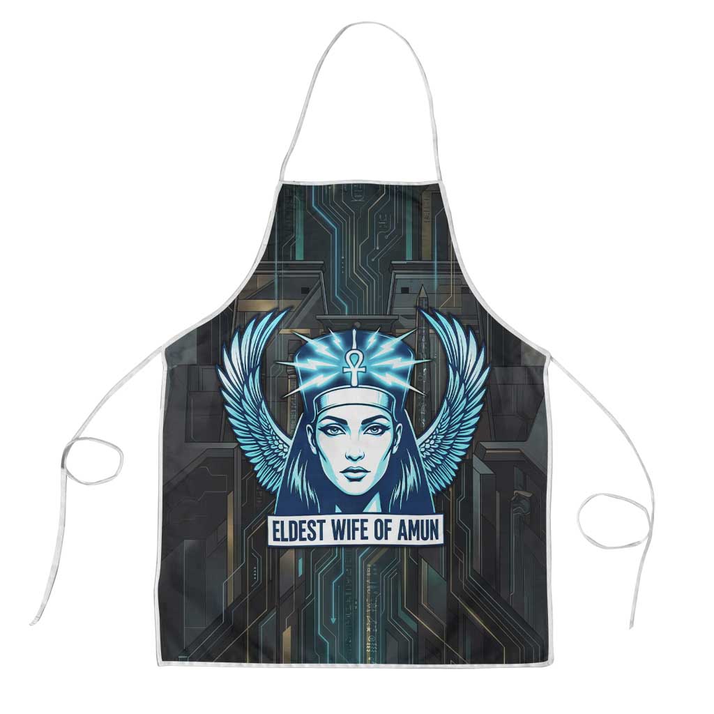 Wosret Winged Crown Apron Egyptian Cyber Circuit Design in Futuristic Blue Theme