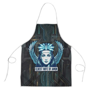 Wosret Winged Crown Apron Egyptian Cyber Circuit Design in Futuristic Blue Theme