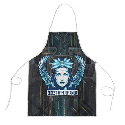 Wosret Winged Crown Apron Egyptian Cyber Circuit Design in Futuristic Blue Theme