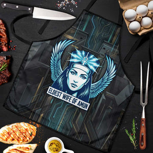 Wosret Winged Crown Apron Egyptian Cyber Circuit Design in Futuristic Blue Theme