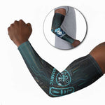 Wosret Winged Crown Arm Sleeves Egyptian Cyber Circuit Design in Futuristic Blue Theme